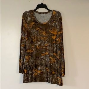 LOGO by Lori Goldstein Brown swing shirt.